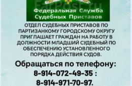 17.04.2024 Приглашаем на службу в органы принудительного исполнения | Администрация муниципального округа город Партизанск Приморского края Официальный сайт