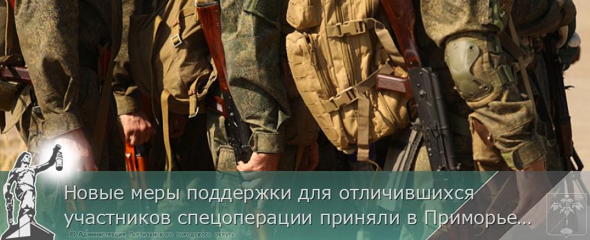 Новые меры поддержки для отличившихся участников спецоперации приняли в Приморье, сообщает www.primorsky.ru | Администрация муниципального округа город Партизанск Приморского края Официальный сайт Новые меры поддержки для отличившихся участников спецоперации приняли в Приморье, сообщает www.primorsky.ru | Администрация муниципального округа город Партизанск Приморского края Официальный сайт