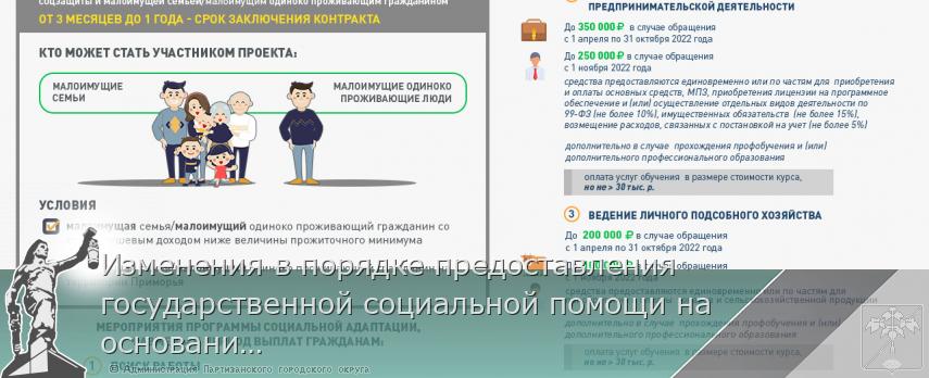 Изменения в порядке предоставления государственной социальной помощи на основании социального контракта | Администрация муниципального округа город Партизанск Приморского края Официальный сайт Изменения в порядке предоставления государственной социальной помощи на основании социального контракта | Администрация муниципального округа город Партизанск Приморского края Официальный сайт