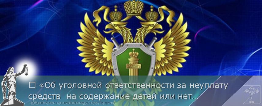	 «Об уголовной ответственности за неуплату средств  на содержание детей или нетрудоспособных родителей» | Администрация муниципального округа город Партизанск Приморского края Официальный сайт