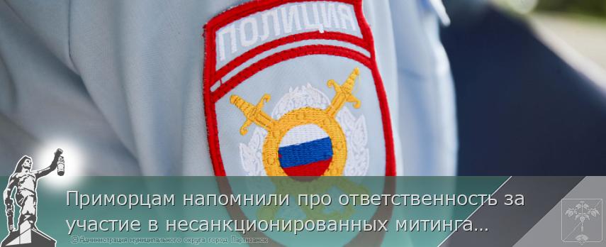 Приморцам напомнили про ответственность за участие в несанкционированных митингах. ПАМЯТКА | Администрация муниципального округа город Партизанск Приморского края Официальный сайт